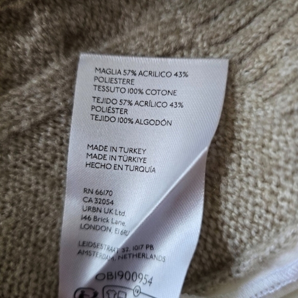 NWT Anthropologie Mixed Media Turtleneck Cable Sweater, Size L - Picture 9 of 9